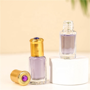 3ml 6ml Cosmetic Packaging Clear Empty Hexagonal Roller Glass Essential Oil Bottle With Gold Cap